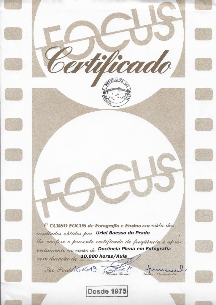 Certificado Docência Plena em Fotografia